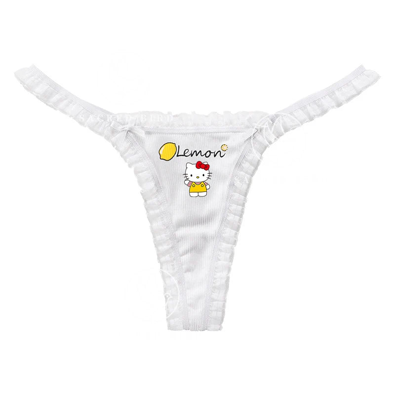 Hello Kitty Kuromi Pochacco Large Size Women Underwear Plus Thong Briefs Sexy Lingeries Shorts Lace Cartoon Cherry Underpant