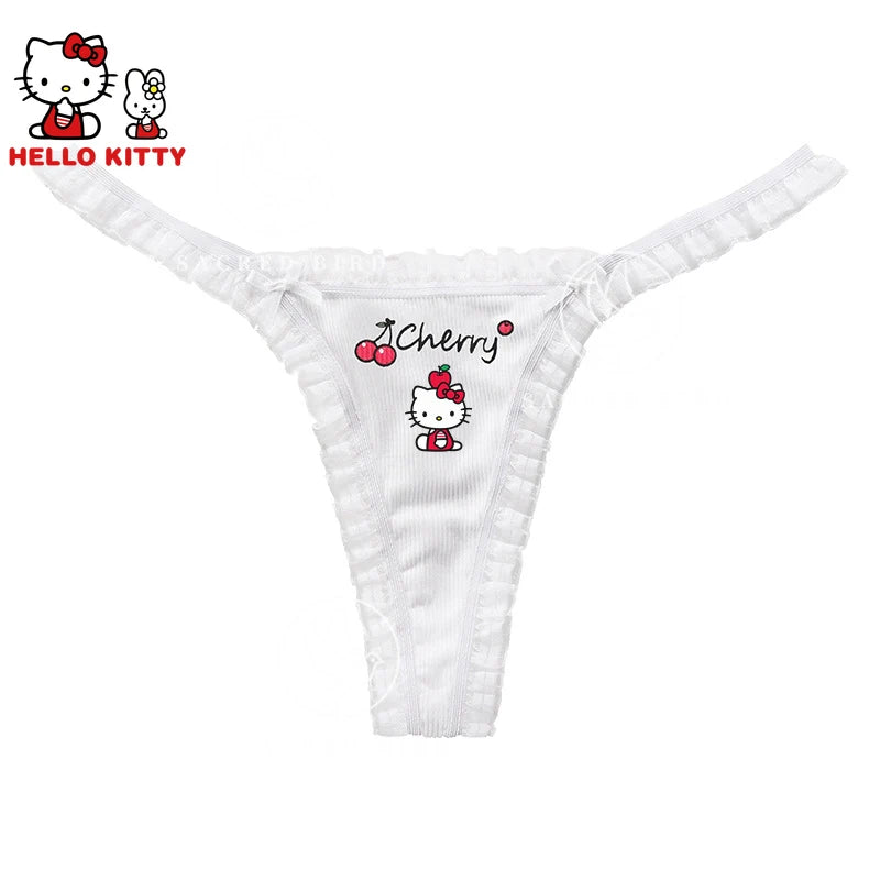 Hello Kitty Kuromi Pochacco Large Size Women Underwear Plus Thong Briefs Sexy Lingeries Shorts Lace Cartoon Cherry Underpant