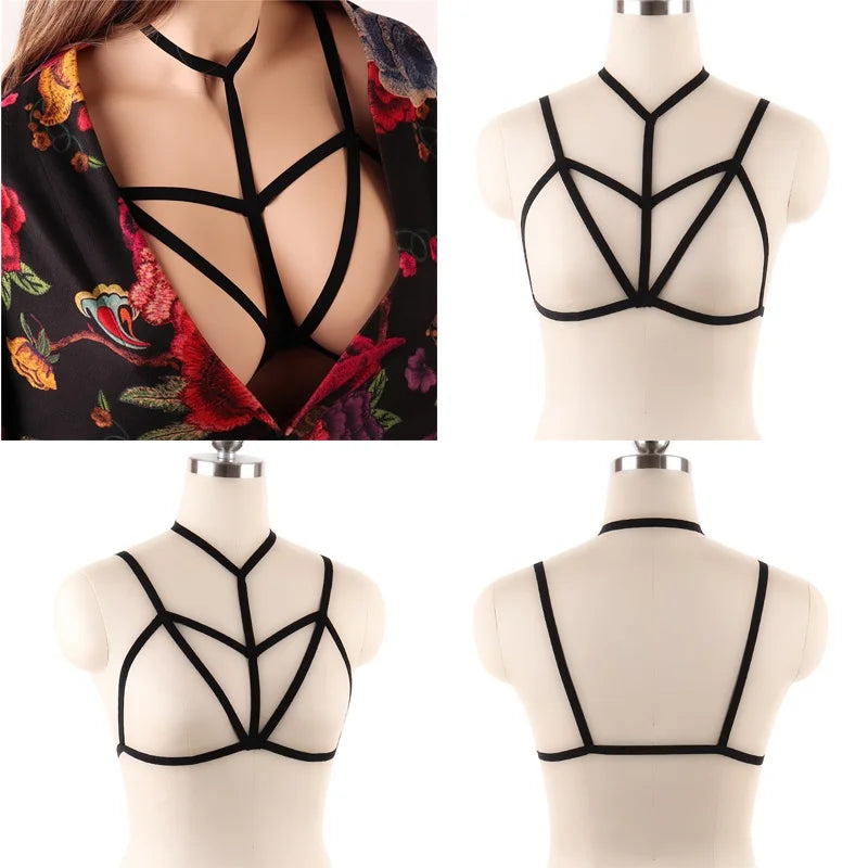 Sexy Black Body Harness Bondage Breast Sex Toy For Womern Erotic Lingerie  Belts Elastic Strappy Tops Caged Bras