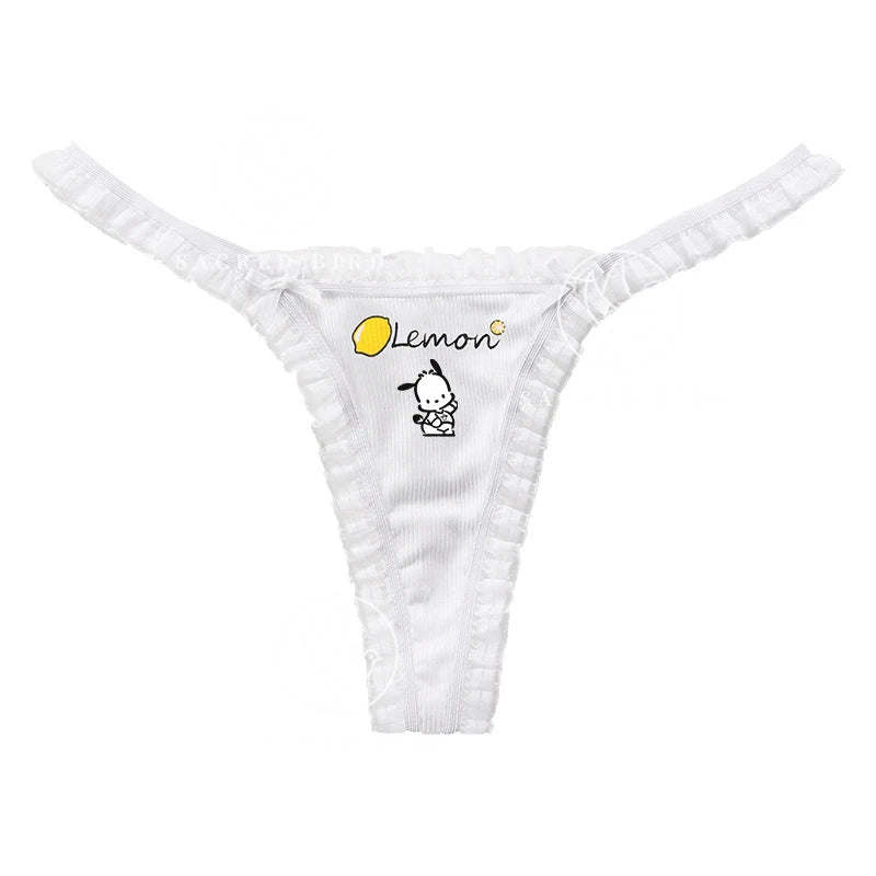 Hello Kitty Kuromi Pochacco Large Size Women Underwear Plus Thong Briefs Sexy Lingeries Shorts Lace Cartoon Cherry Underpant