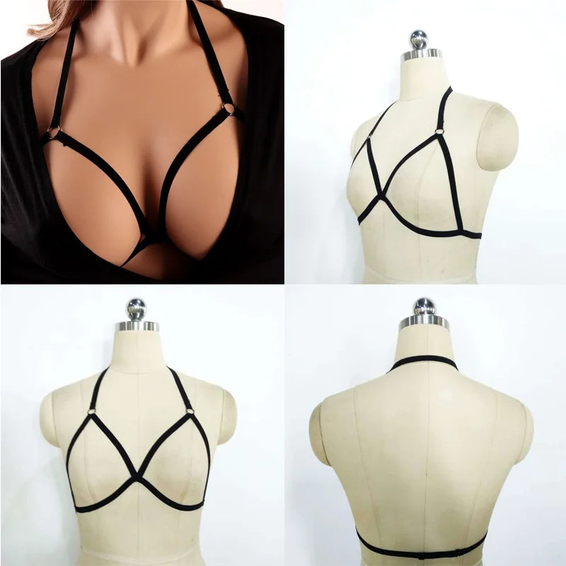 Sexy Black Body Harness Bondage Breast Sex Toy For Womern Erotic Lingerie  Belts Elastic Strappy Tops Caged Bras