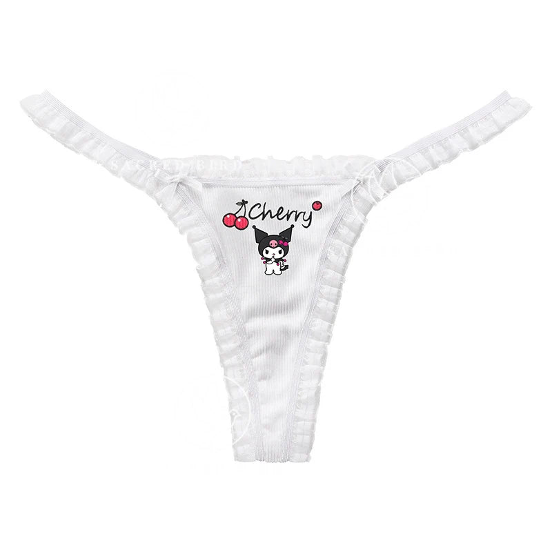 Hello Kitty Kuromi Pochacco Large Size Women Underwear Plus Thong Briefs Sexy Lingeries Shorts Lace Cartoon Cherry Underpant