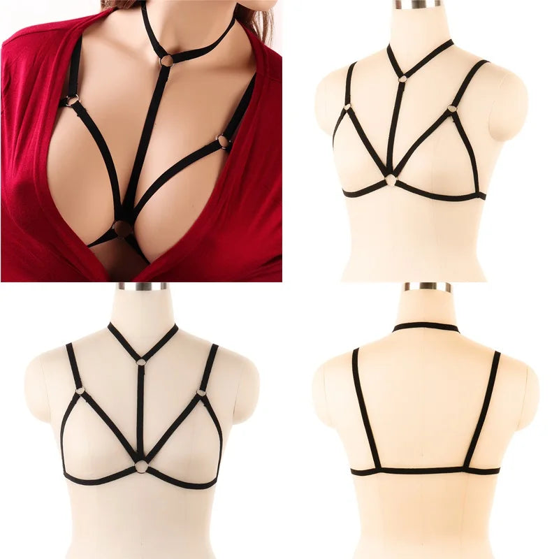 Sexy Black Body Harness Bondage Breast Sex Toy For Womern Erotic Lingerie  Belts Elastic Strappy Tops Caged Bras