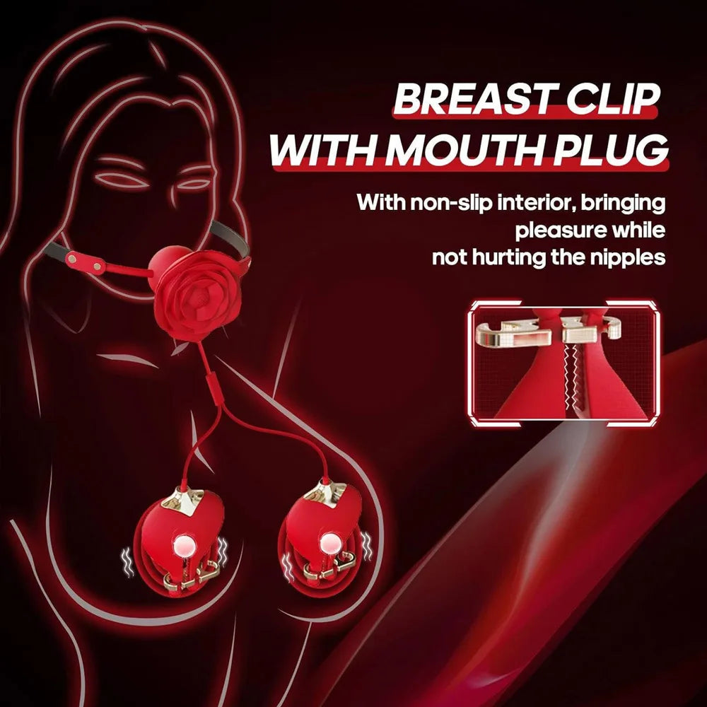 Nipple Vibrator Clamp for Women Nipple Clamp SM Mouth Gag Ball Vibrator Nipple Stimulator Sex Toys Couples Female Adult Supplies