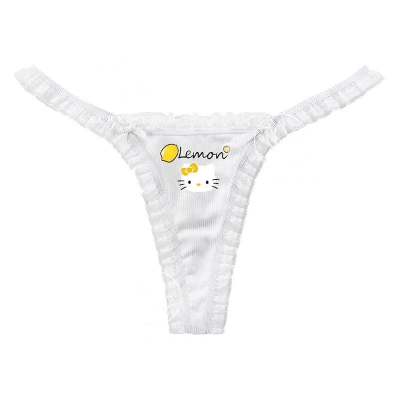 Hello Kitty Kuromi Pochacco Large Size Women Underwear Plus Thong Briefs Sexy Lingeries Shorts Lace Cartoon Cherry Underpant