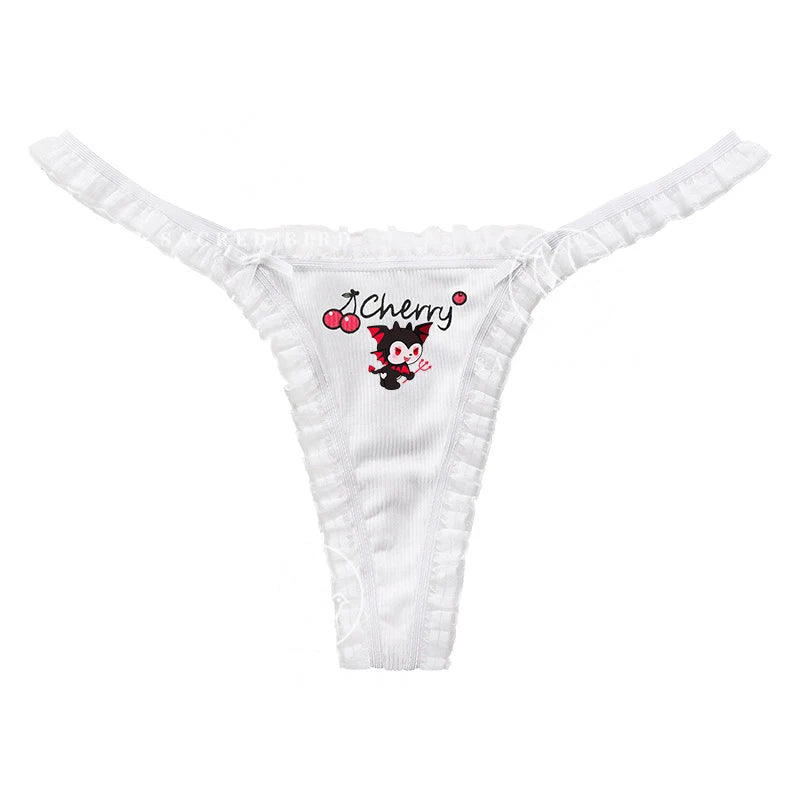 Hello Kitty Kuromi Pochacco Large Size Women Underwear Plus Thong Briefs Sexy Lingeries Shorts Lace Cartoon Cherry Underpant