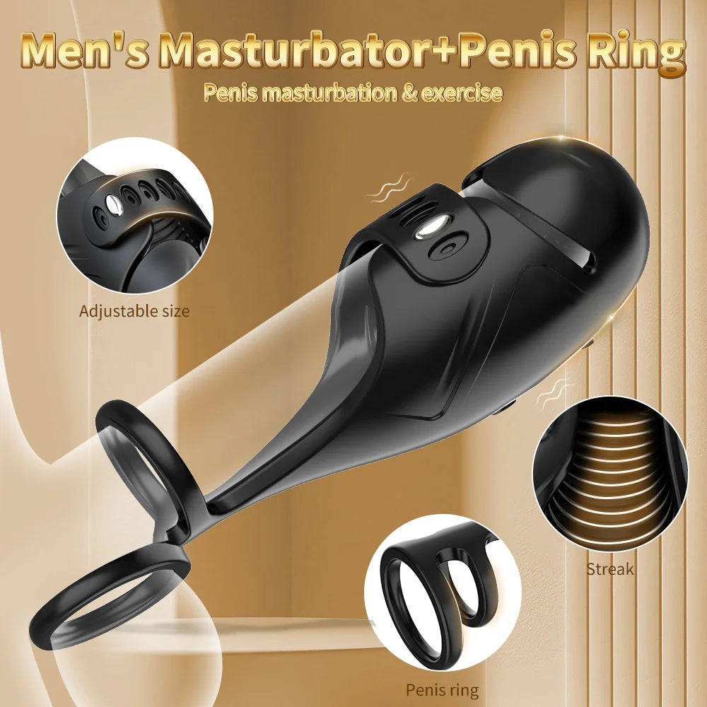 APP Male Masturbator Penis Training Vibrator Sex Toy for Men with 10 Vibration Modes Cock Ring Glans Stimulator,Adult Sex Toys